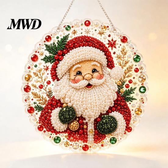 Rhinestone Painting Kit for Adults Christmas Kit, DIY Wreath Art Craft Adults, Double Decorative Pendant Making Sided Window Ornament, Acrylic Hanging