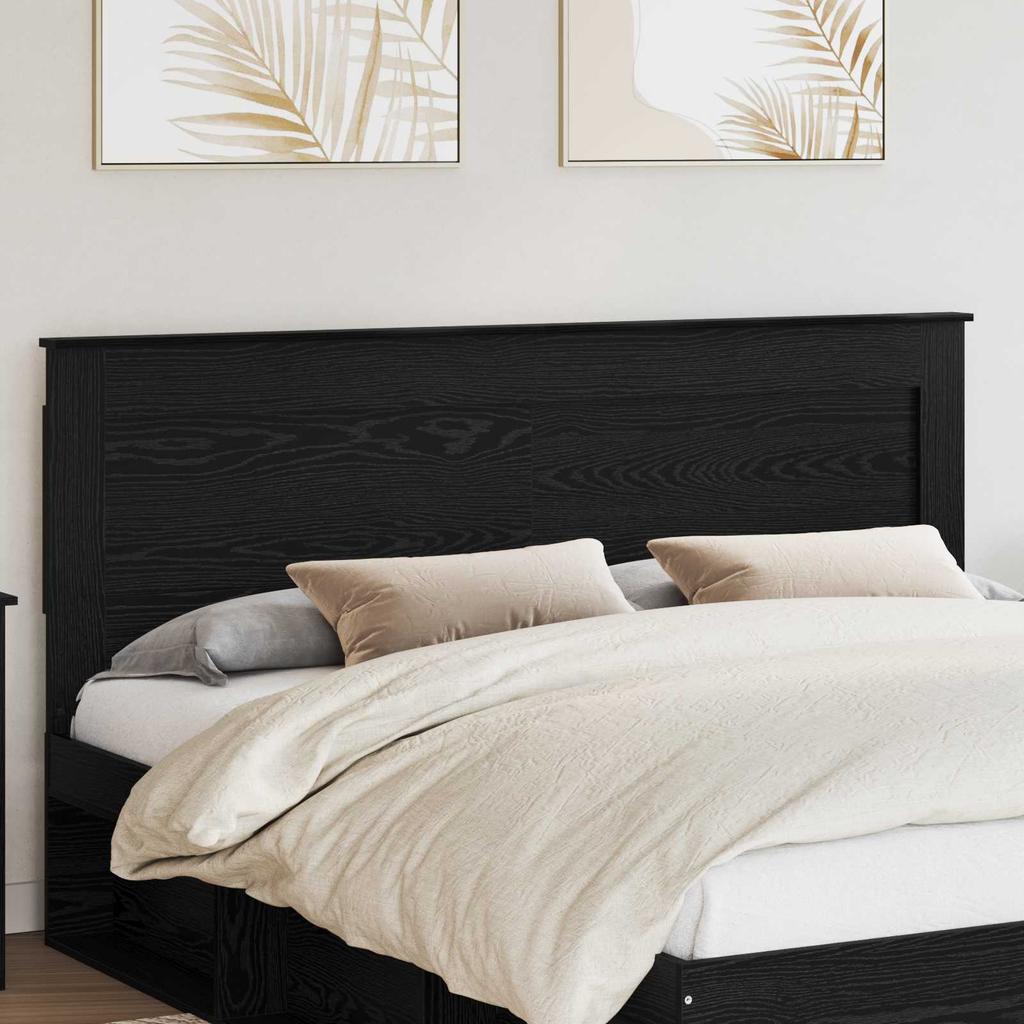 Headboard in Black Oak Look 200 cm Wood Based Material