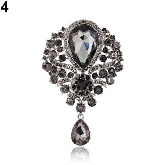 Women's Fashion Luxury Tear Drop Pendant Wedding Brooch Pin