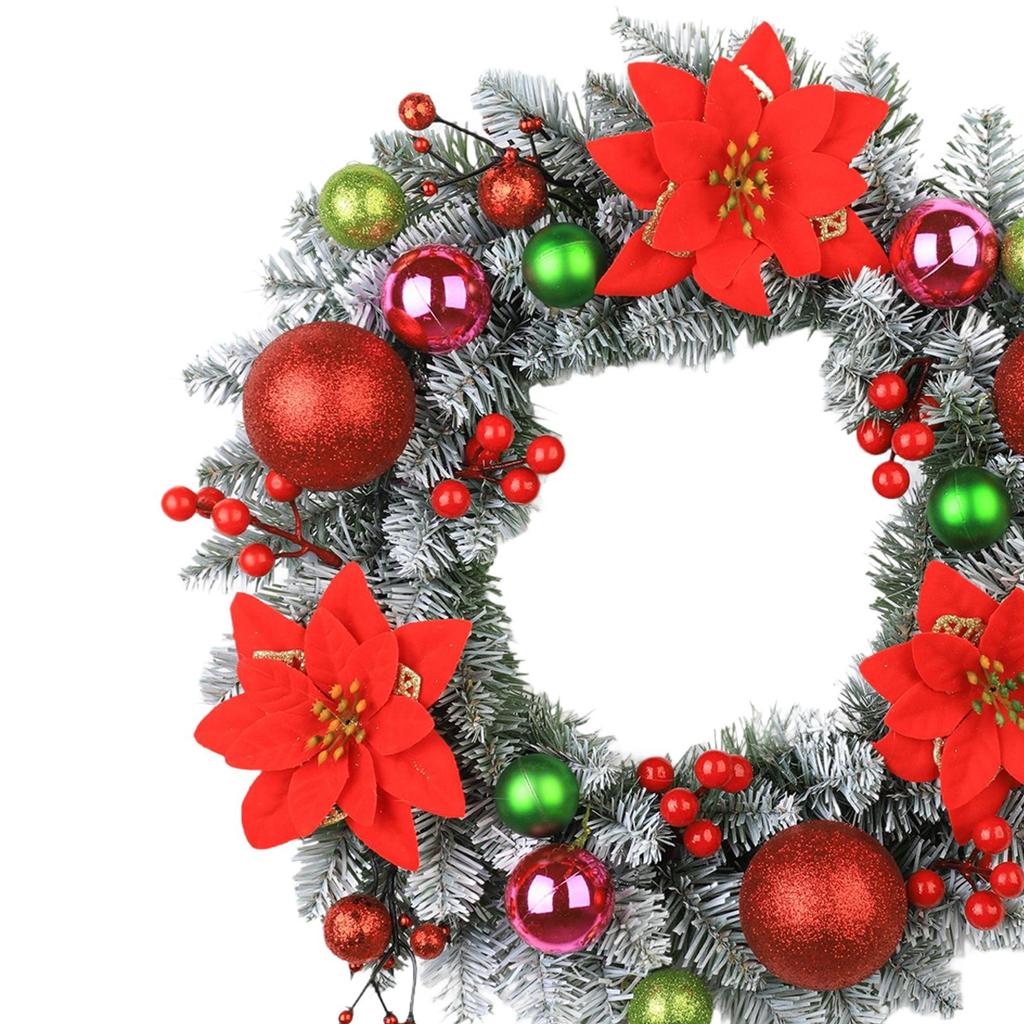 Decorative Artificial Christmas Wreath 40cm Floral Garland for Front Door Wall Indoor Outdoor Party Accent