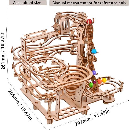 3D Wooden Puzzles Marble Run Chain Kit, Wood Creative Mechanical Puzzles Assembly Model Building Kits to Build for Adults & Kids, DIY Wooden Puzzle