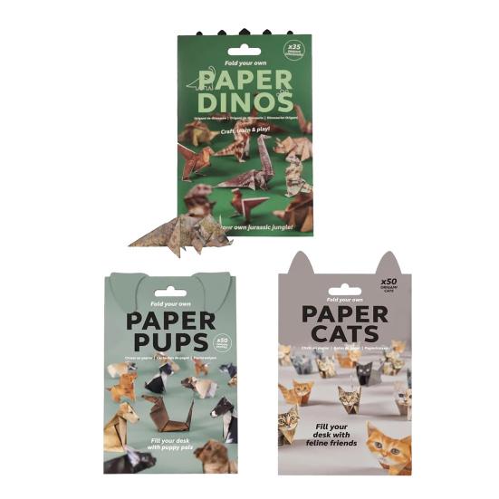 DIY Origami Animal Kit Cute Paper Kitten Origami Set 3D Dog Cat Dinosaur Paper