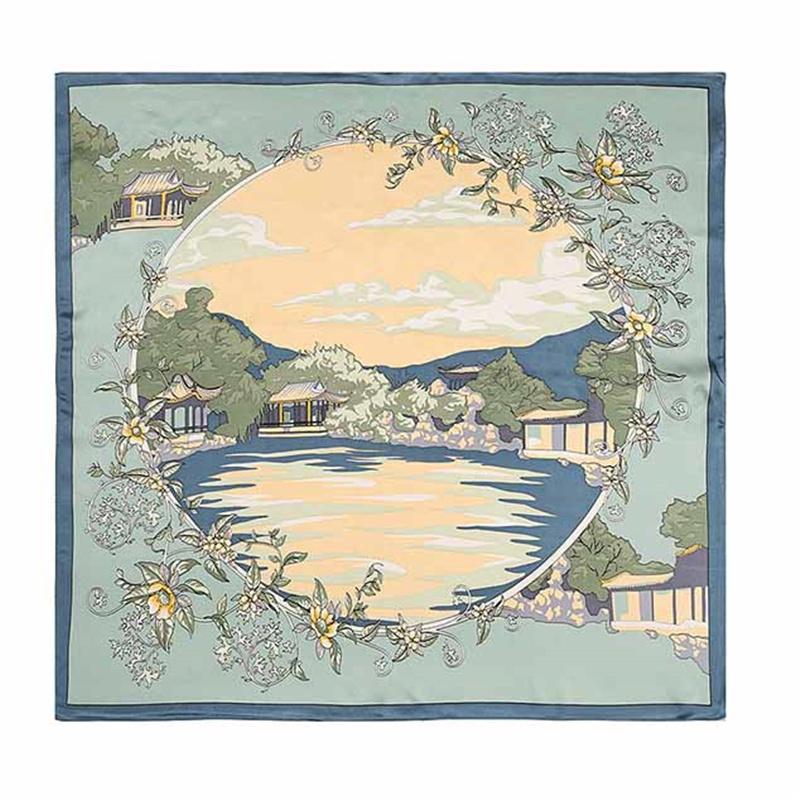 68*68cm 100% Mulberry Silk Scarf Luxury Printed Square Shawl Elegant Lightweight Soft Summer Fashion Accessory Women