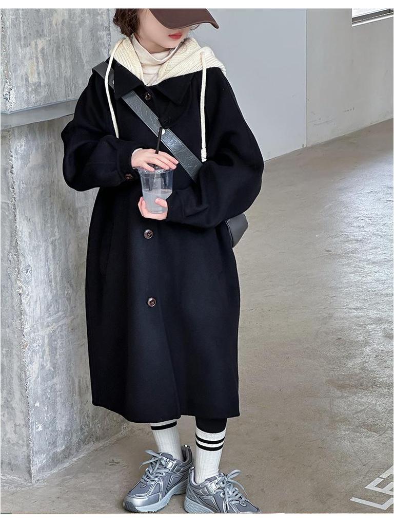 Mädchen 2025 Modischer Wollmantel - Verdickter Langer Stil für Herbst & Winter