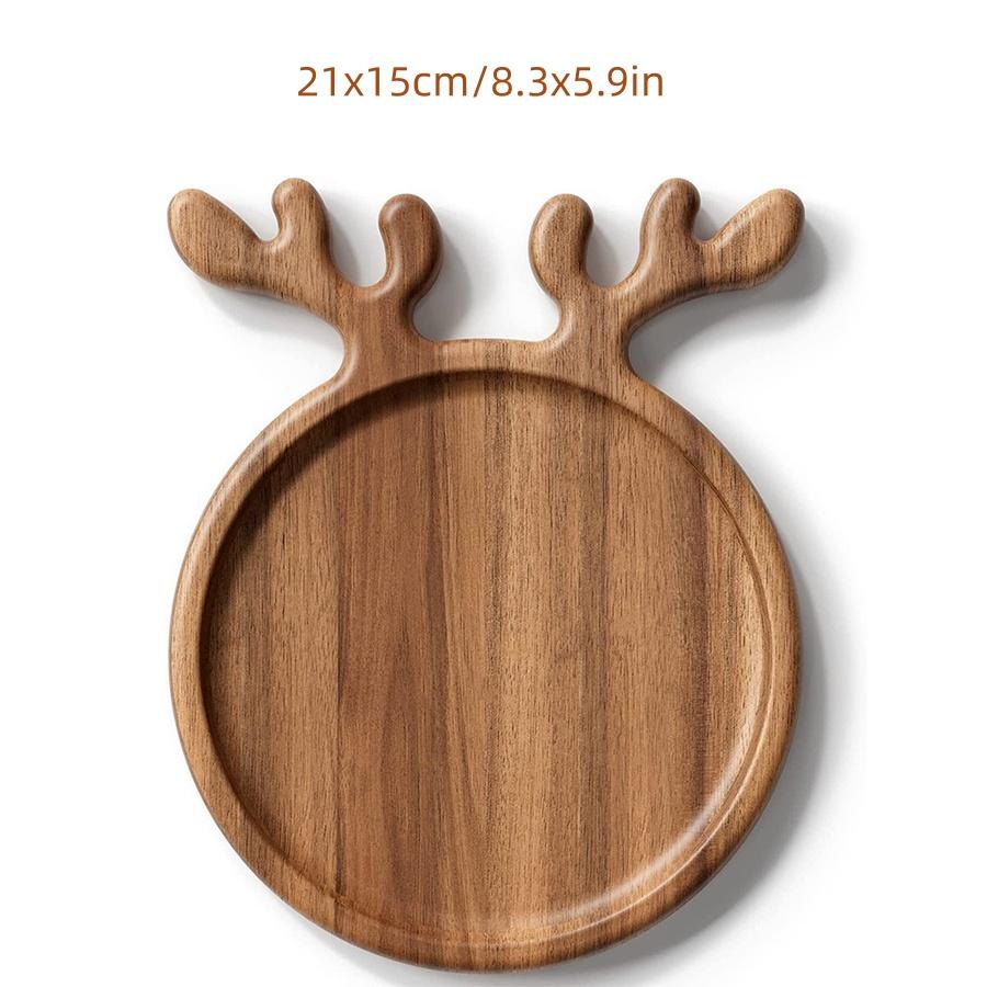 

Christmas Wooden Cutlery Tray Reindeer Antler Serving Platter 8.3 x5.9 Christmas Dinner Plate Wooden Cheese Charcuterie Board
