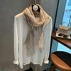 Retro Versatile Plaid Silk Scarf Women'S Long Linen Literary Atmosphere Decorative Scarf Vertical Shawl Long Silk Scarf