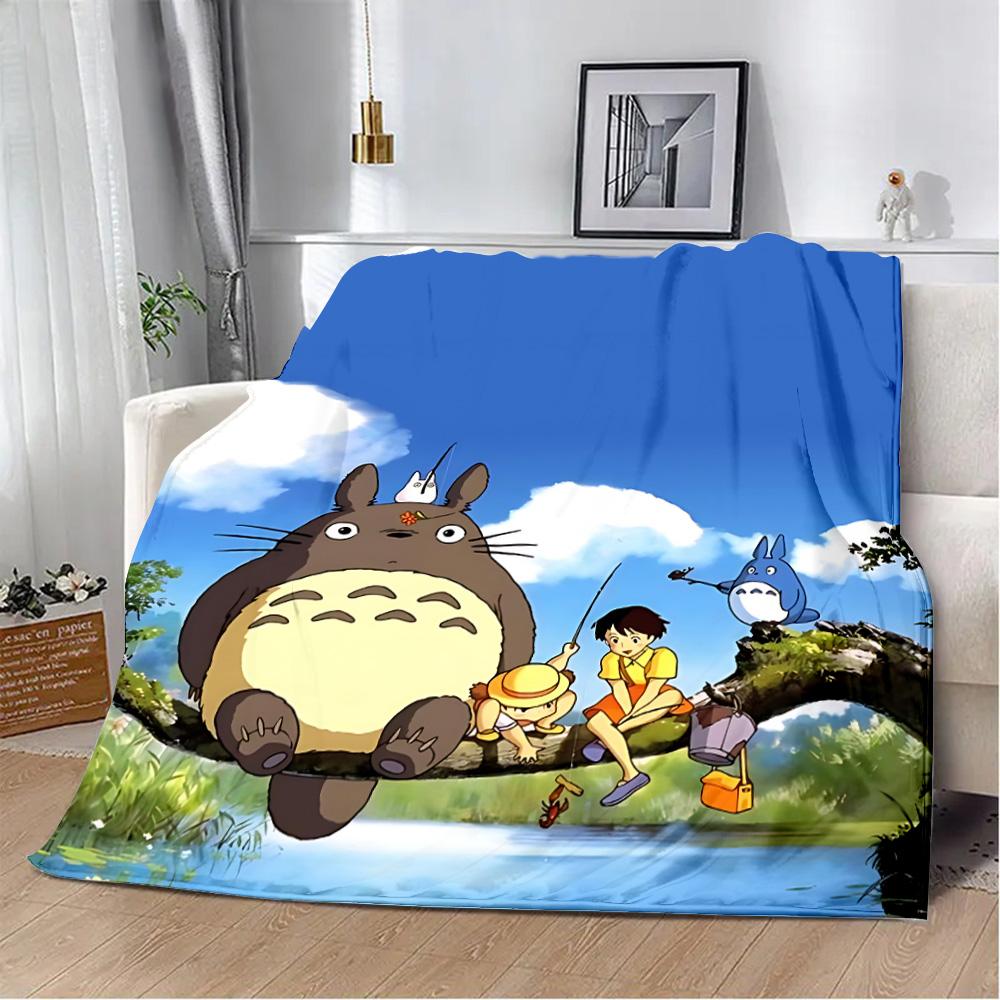 Hot Anime Cartoon Printed Blanket Picnic Blankets Warm Blanket Soft and Comfortable T-TotoroS Blanket Home Travel Birthday