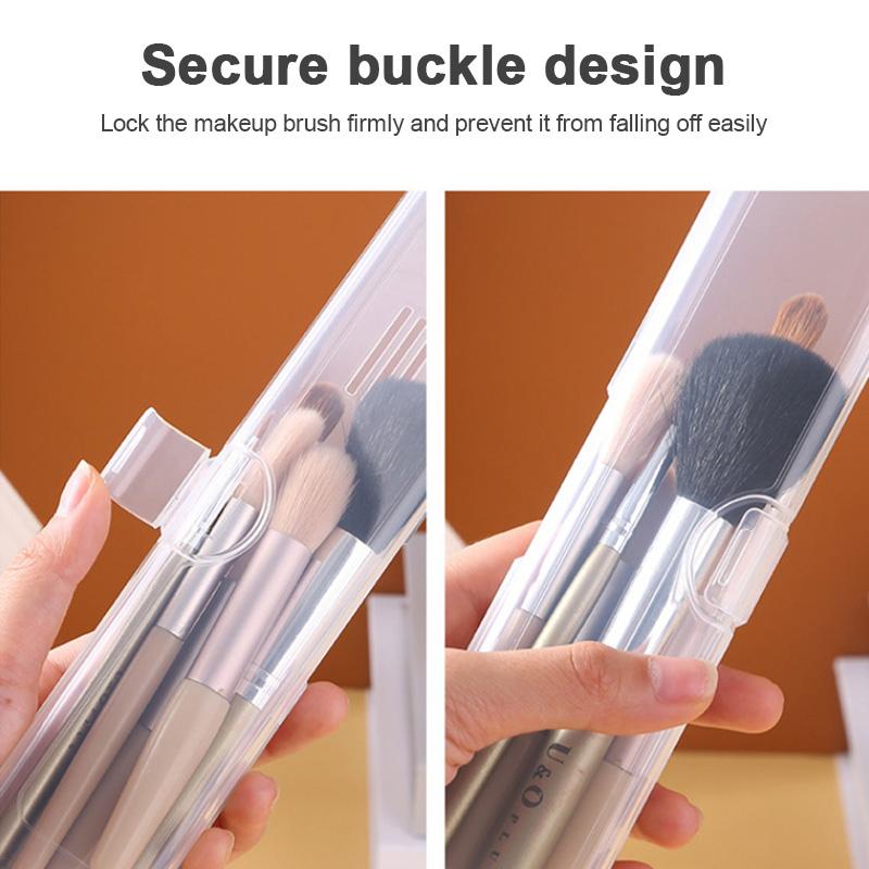 2 Stück Tragbarer Make-up Pinsel Organizer Augenbrauenstift Besteck Essstäbchen Transparent mit Deckel Aufbewahrungsbox Küchenzubehör