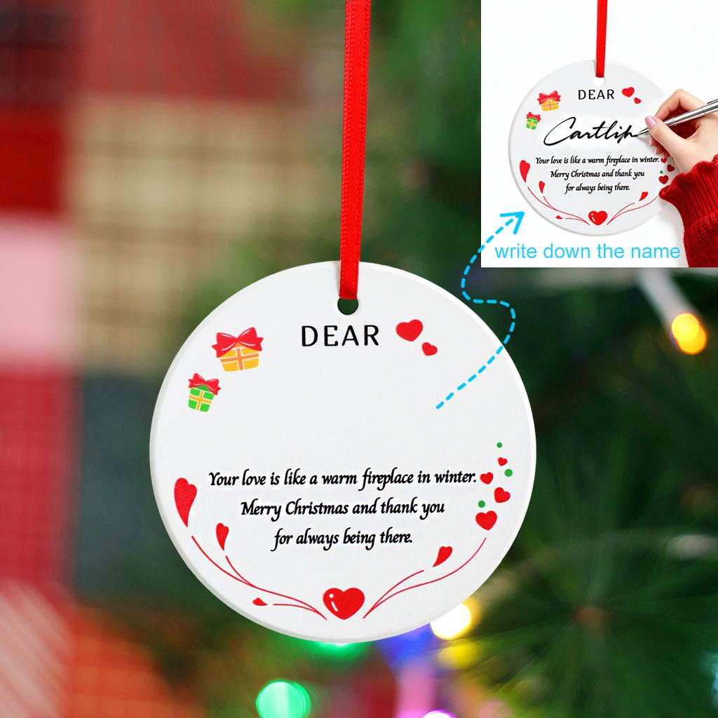 1 Ceramic Heart Christmas Pendant, DIY Christmas Tree Decoration Hanging, Can DIY Write Names, Christmas Gifts