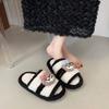 Autumn and winter cute cartoon plush warm home indoor cotton slippers women's one-word non-slip fluffy slippers women's winter