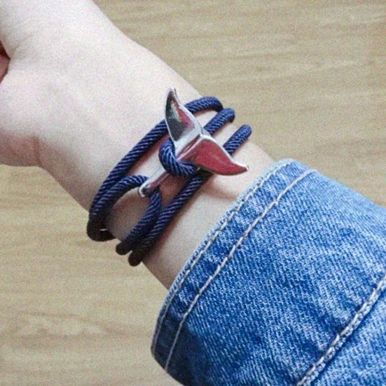 Shark Buckle Adjustable Couple Bracelet Multilayer Handmade Women Men Rope Wristband Jewelry Accessories