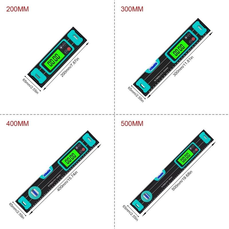 20/30/40/50cm Digital Level Ruler Protractor Backlit Display Inclinometer Magnetic Base Bubble Level Angles Finders Gauges