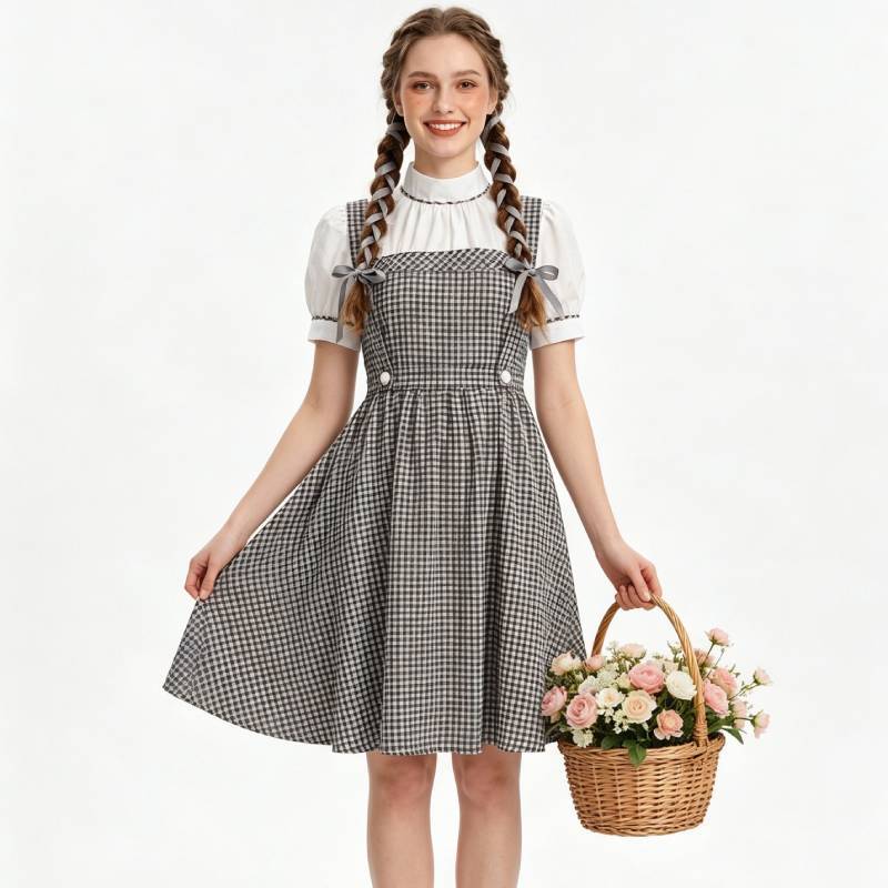 The Wizard Of Oz Style Cosplay Dress With Lightweight Fabric For Themed Party Wear
