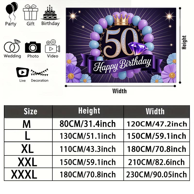 Party Backdrop Birthday Crown Purple 50Th Photo Booth Background Front Door Decor