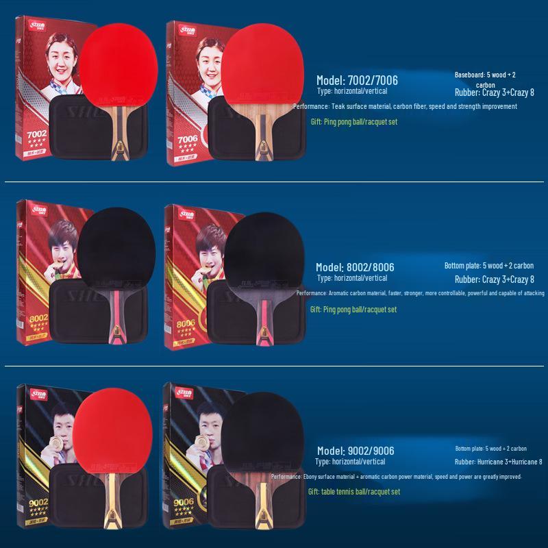 Tianji Blue Professional Grade Shakehand Table Tennis Racket with Eight-Star Blue Sponge Backhand Grip