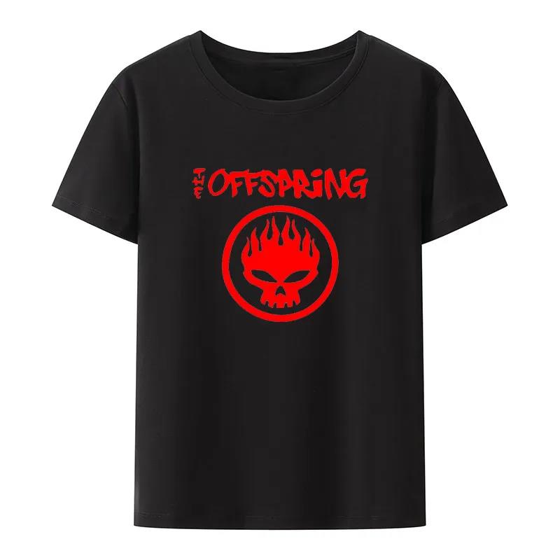 Flame Skull Head Punk Print TShirt Women And Unisex The Offspring Band Hiphop Streetwear Fashion Cool Camisetas Plus Size Tops