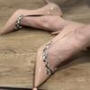 New summer word with nude rhinestone high heels sexy pointed temperament bag head sandals women's stiletto