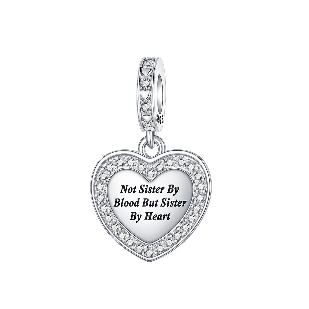 Copper Not Sister By Blood But Sister By Heart Pendant Charm Compatible With Authentic Charm Bracelets Women Do It Yourself Jewellery Gift