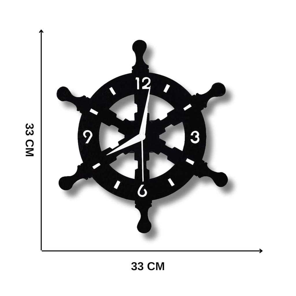 Ship Wheel Shape Metallic Analog Wall Clock for Home, Office, Living Room, Bedroom, Kids Room and Kitchen | Stylish Latest Home Decor |