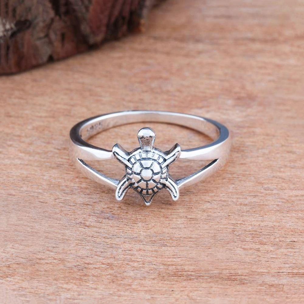Bohemian Vintage Cute Sea Turtle Ring For Women Girl Retro Copper Color Wedding Rings Anniversary Jewelry Valentine's Day Gifts
