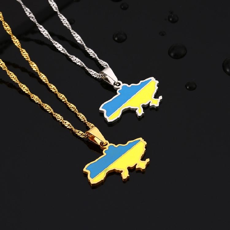 Stainless Steel Ukraine Map Pendant Necklace Ukraine Outline Jewelry Gift