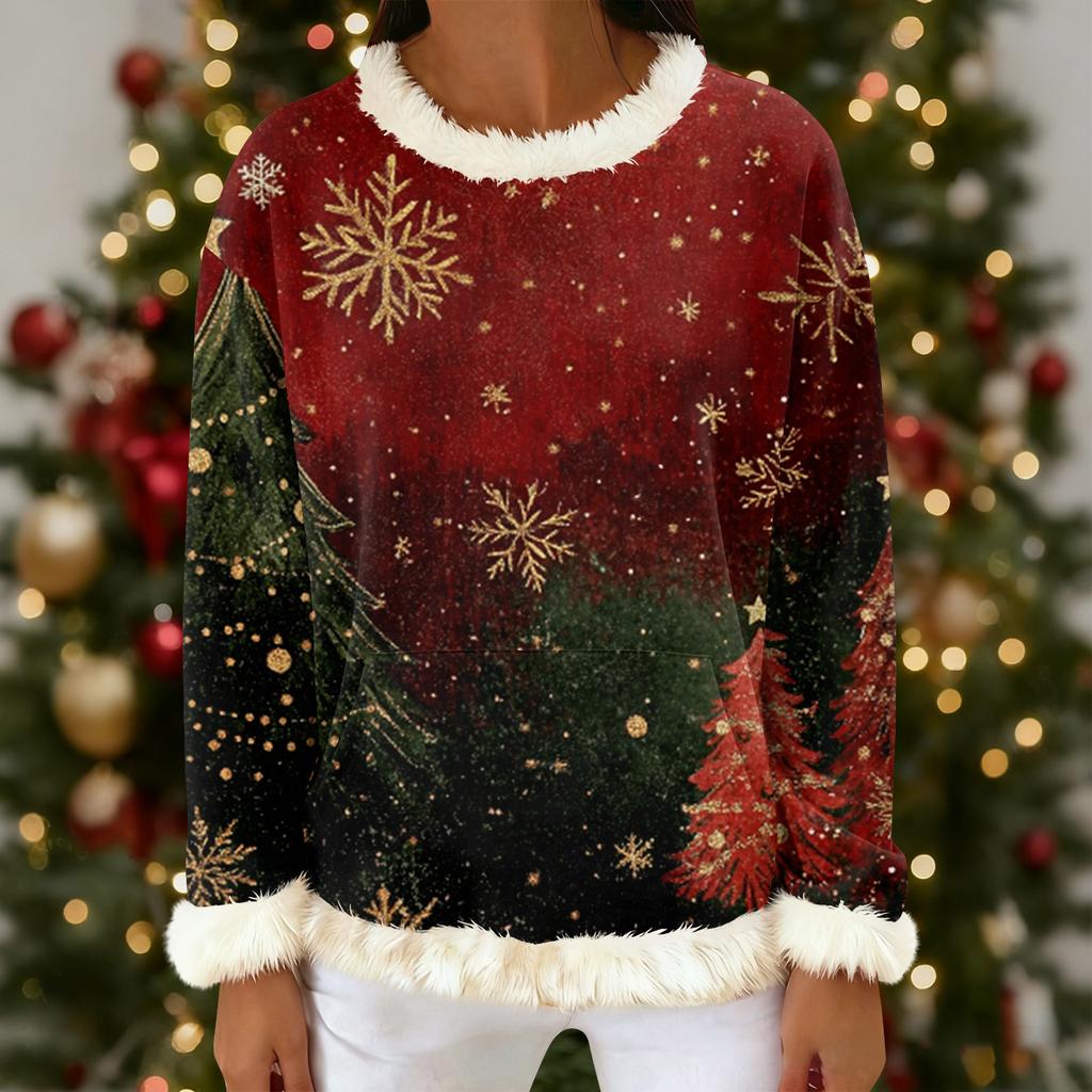 Kvinners uformelle motetrykk Langermet sweatshirt med hette