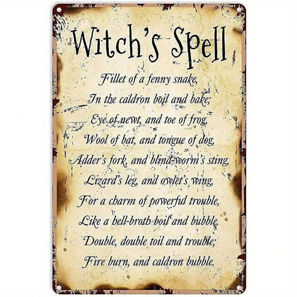 Vintage Gothic Witchcraft Metal Sign Heavy Duty Iron Wall Art Antique Look Home Decor