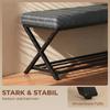 Shoe Bench, Entryway Bench with Faux Leather Cushion, Shelf, Load Capacity up to 220 kg, for Hallway, Entryway, 112 x 37 x 47 cm, Dark Grey