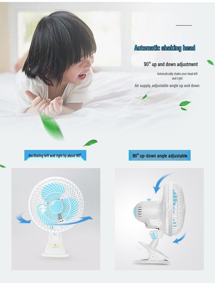 Cartoon Mini Electric Fan: Energy-Saving Shaking Head Fan for Student Dorms and Desktops
