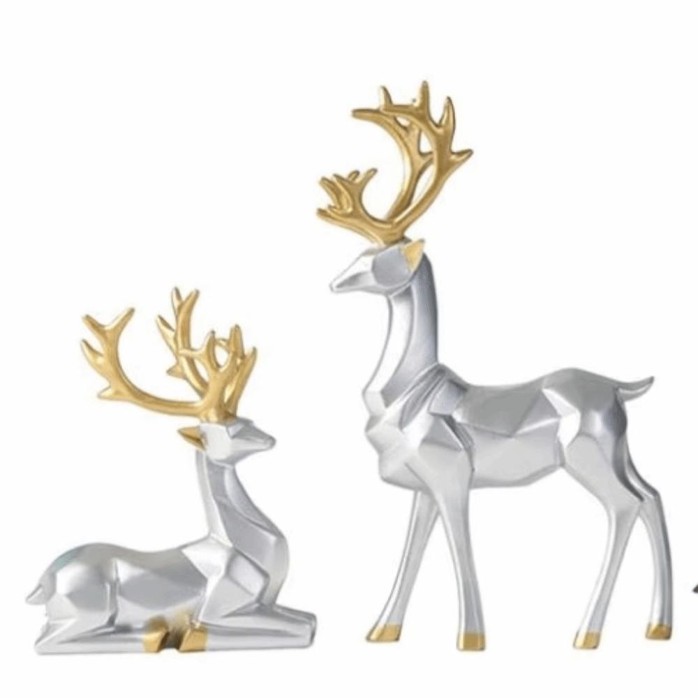 

2Pcs Creative Deer Desktop Ornament Modern Christmas Deer Statue Elk Figurine Table Decor Set 3