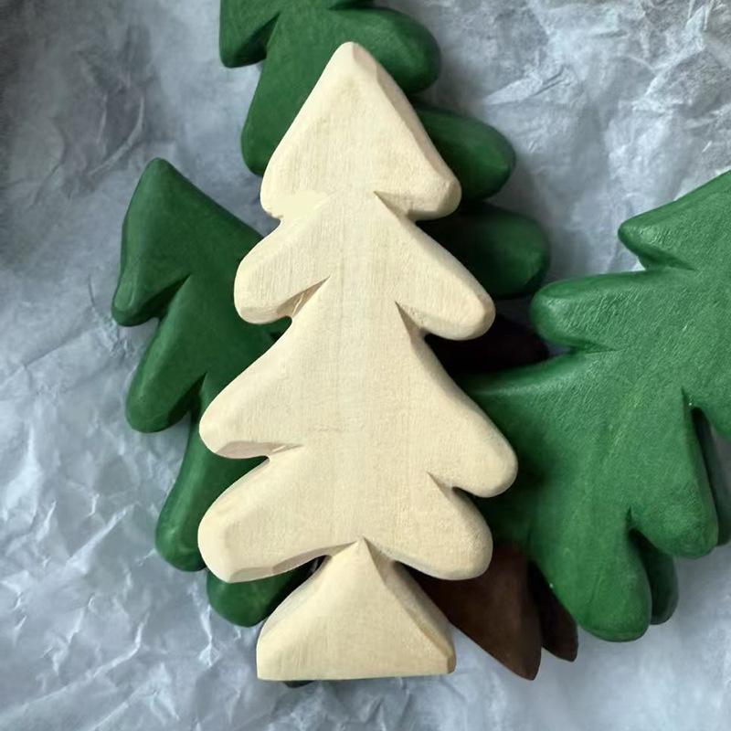 5pcs/set Wooden Christmas Tree Decor Desktop Ornament Window Display Office Gift Mini Pine Decoration Home Decoration