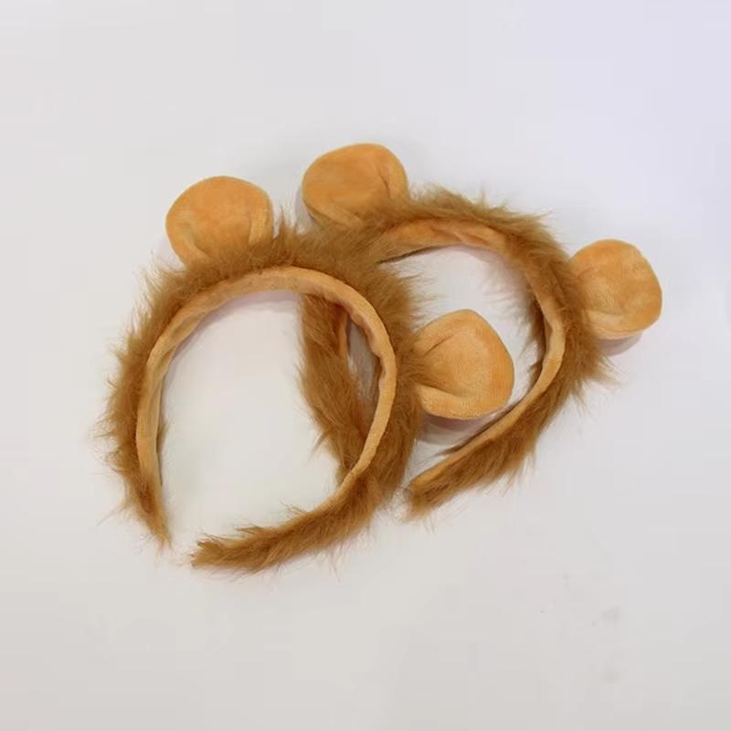 Woman Plush Lion Ear Headband Carnivals Cosplay Animes Character Hair Decor Makeup Live Broadcast Cosplay Party Headpieces