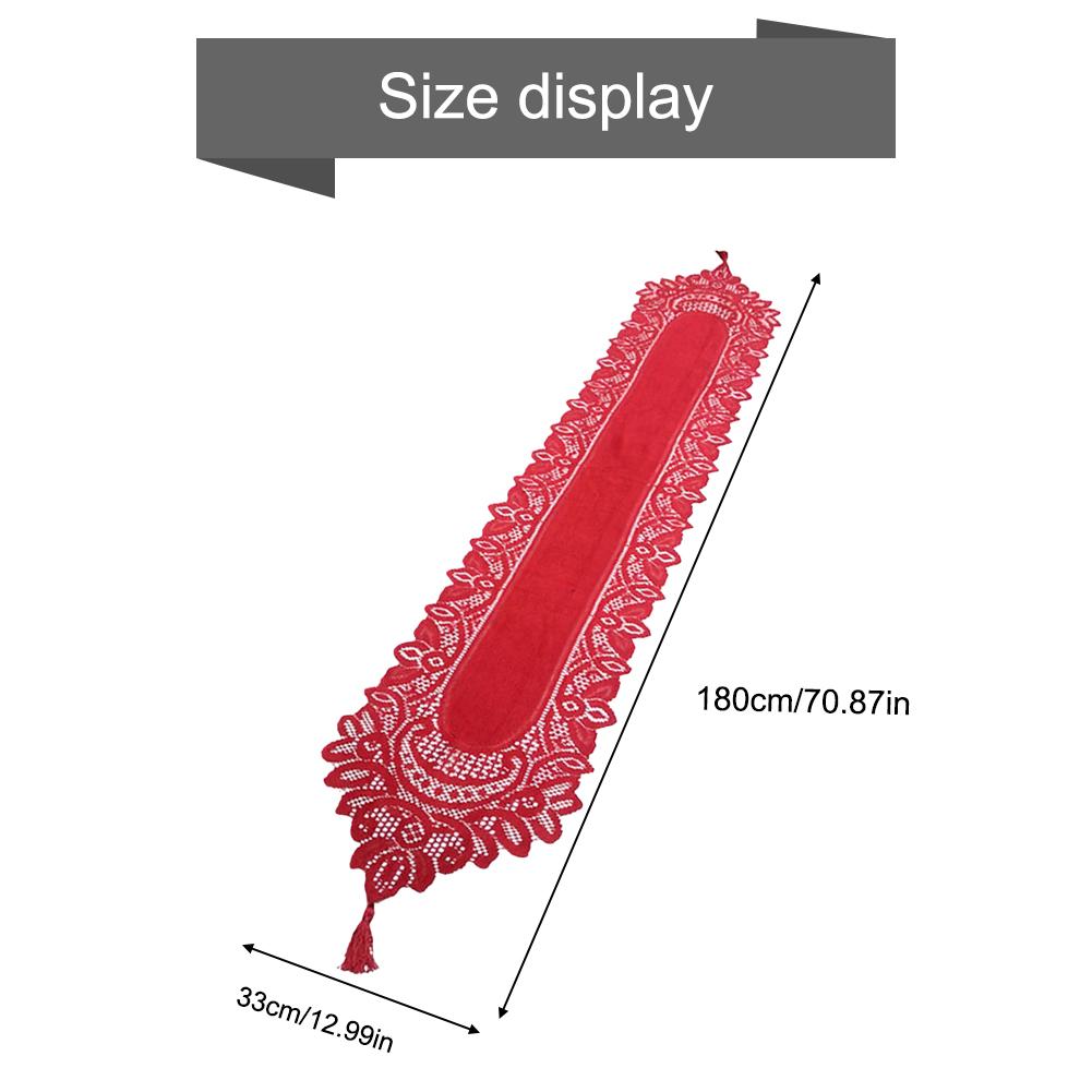 Vintage Lace Tablecloth Knitted Floral Table Runner Tasseled Edge Tablecloth Wedding Home Party Decoration