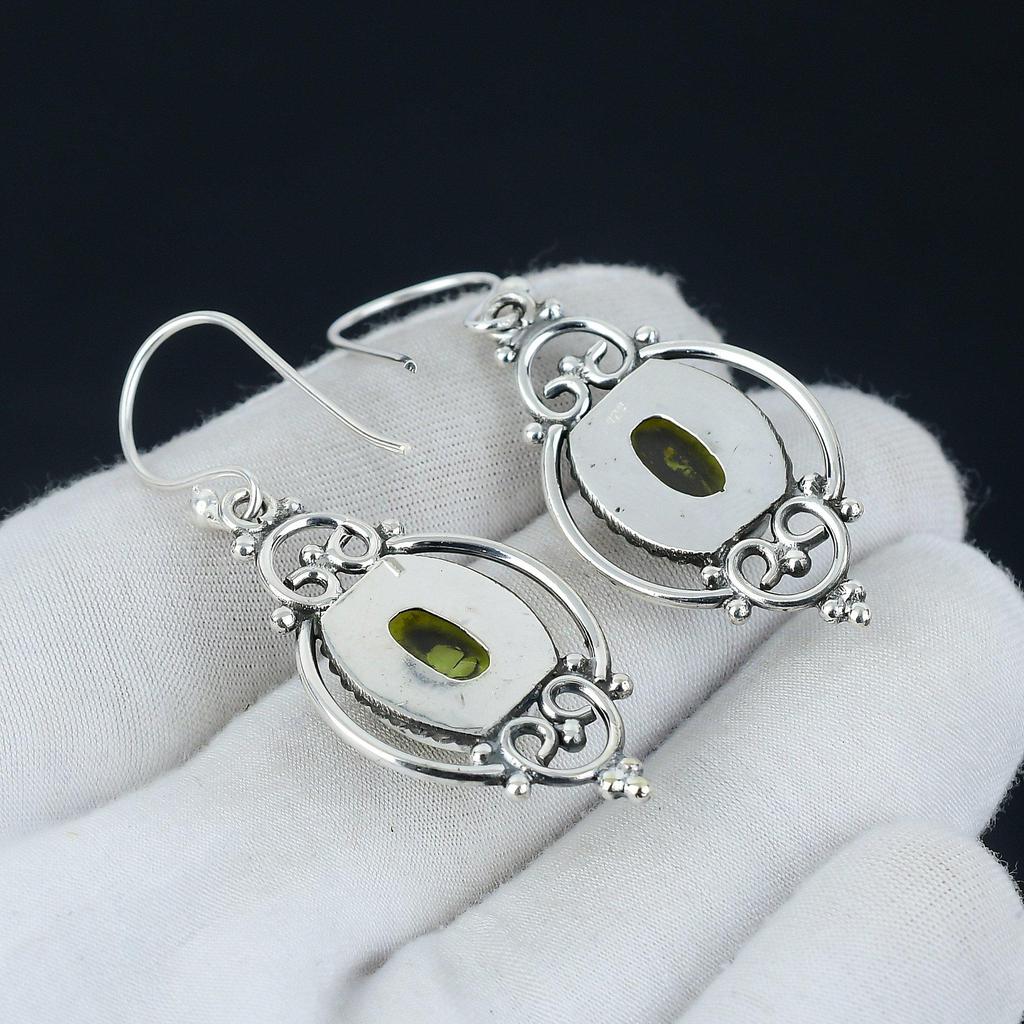 Yellow Triplet Fire Opal Earring, Opal Silver Earring, Cabochon Earring, 925 Sterling Silver Earring, Gemstone Earring, Dangle Earring