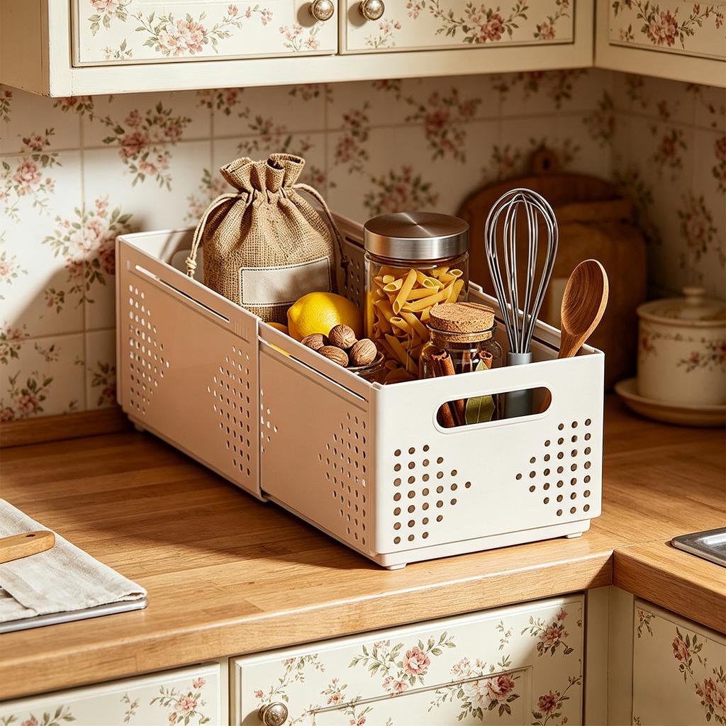 Collapsible Plastic Storage Basket for Snacks Household Organizer Multipurpose Storage Bin for Kitchen Cabinet Dorm Desktop Storage Box