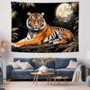 Moonlit Jungle Tiger Tapestry Modern Home Decor Fabric Wall Hanging for Living Room Bedroom Background Decoration
