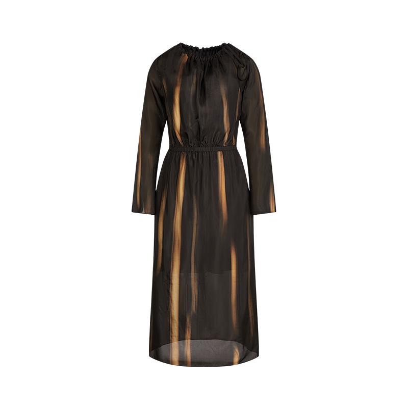 

LESS Women s 100% Silk X-Line Off-Shoulder Long Sleeve Midi Dress M