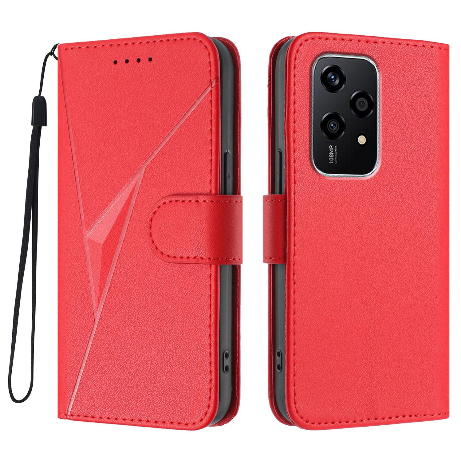 For Honor 200 Lite Case Triangle Imprint Leather Phone Cover with Lanyard A