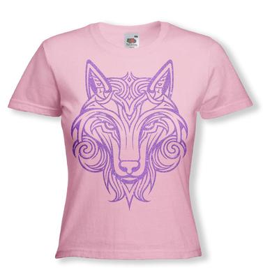 Damen Celtic Wölfin T-Shirt: Glitzer-Flock-Variationen auf verschiedenen farbigen T-Shirts!