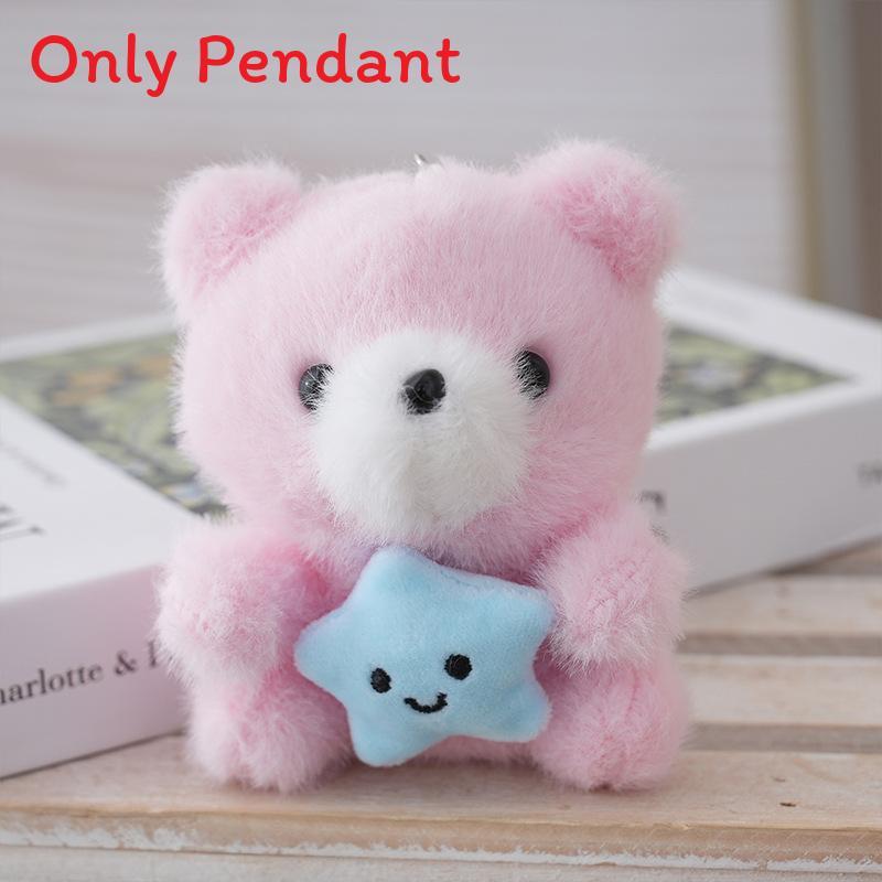 Plush Bear Keychain With Star Bag Pendant For Kids And Gift Use