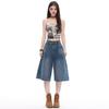 Fashion Summer Vintage Paris Button Detailed Wide Leg Denim Cropped Capri Pants For Women Loose Straight Trendy Versatile Slimming Design