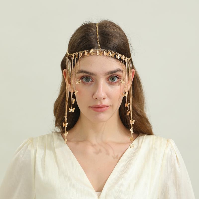 Fashion Bohemia Pearl Sequin Tassels Multi-Layer Hair Chain For Women Bride Rhinestone Forehead Chain Hair Jewelry