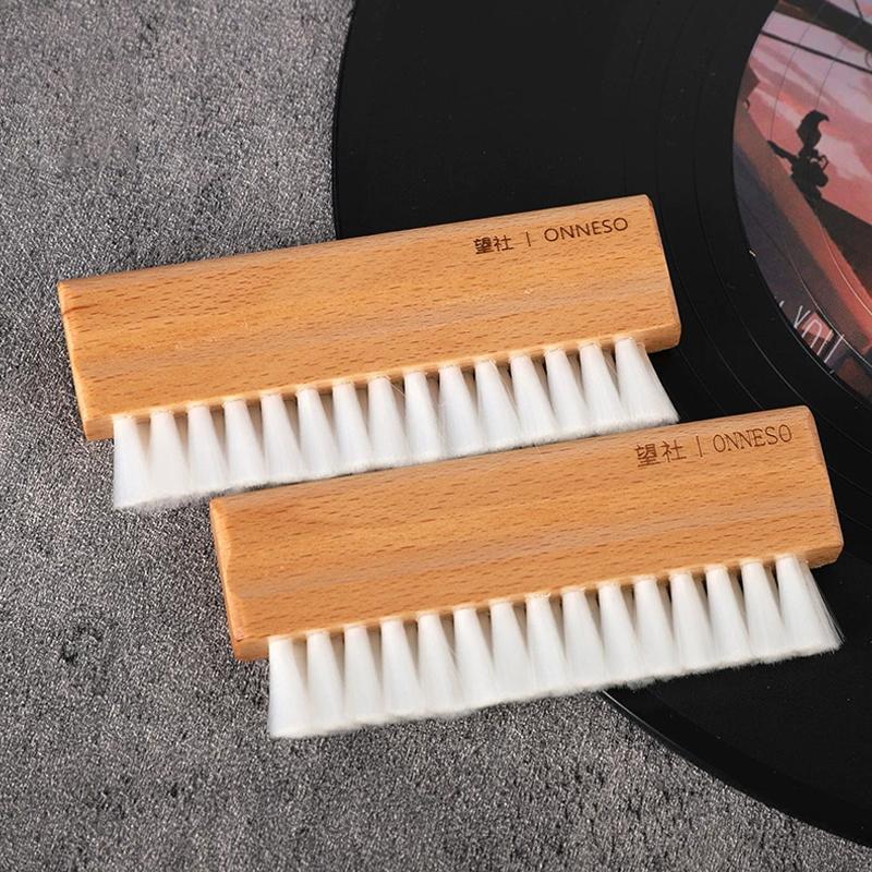 Vinyl Record Dust Cleaning Brush Natural Beech Handle Soft Bristle Anti-Static Cleaner Dust Remover Accessory Record Cleaning To