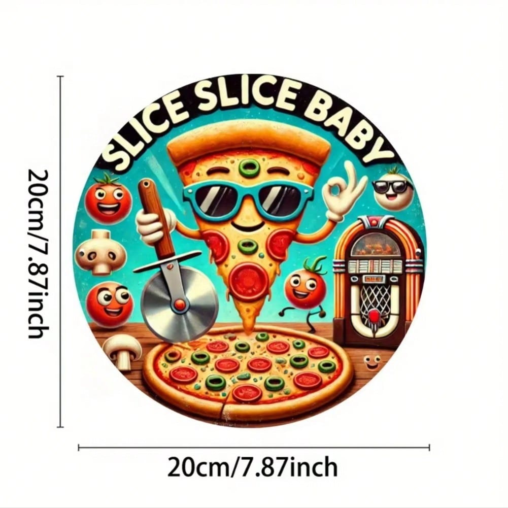 Metal Wall Art Iron Engraving Pizza Slicer Sign Kitchen Bar Garden Home Decor 20x20 разноцветный