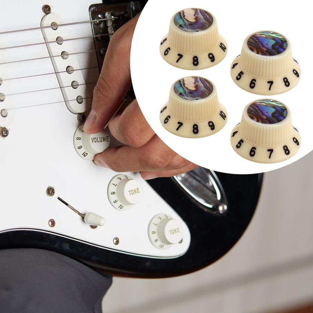 4 Pieces Guitar Knobs Rotary Knob for Electric