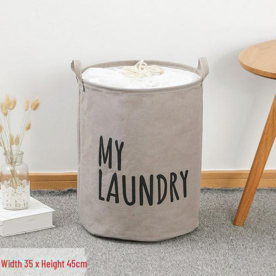 Large Fabric Foldable Laundry Basket with Drawstring, Waterproof & Moisture-Proof for Clothes and Quilts