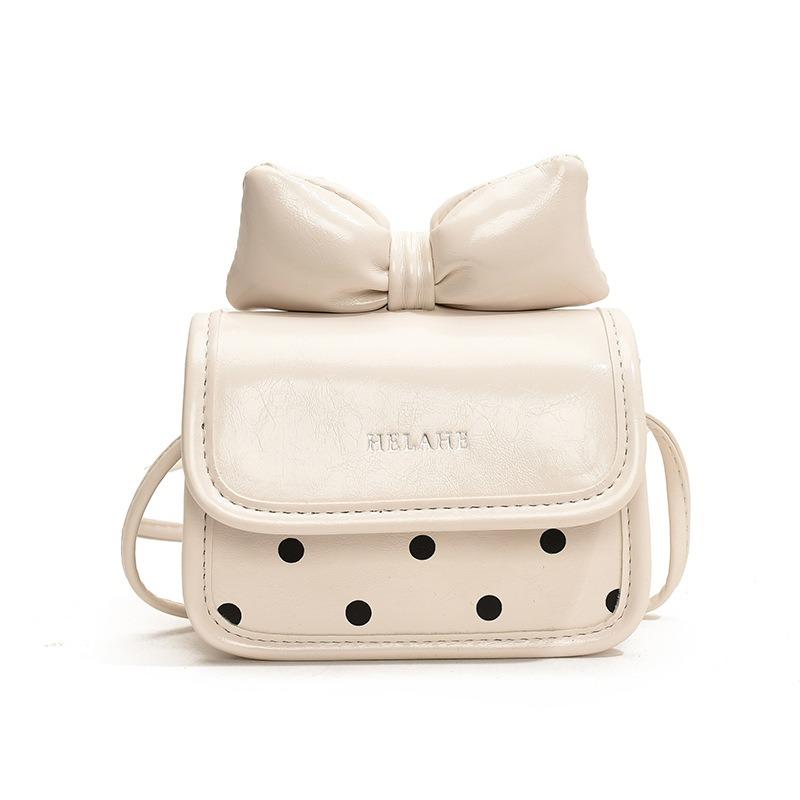 Cute Girl Bow Small Bag Fashion High Sense Polka Dot Small Square Bag Niche Single Shoulder Messenger Bag Women
