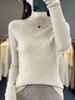 Women's Warm Embroidered High Neck Knit Wool Sweater - Semi-Thin Pullover for Autumn/Winter