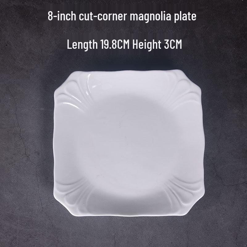 

Creative White Irregular Magnolia Ceramic Plate for Restaurants and Hotels