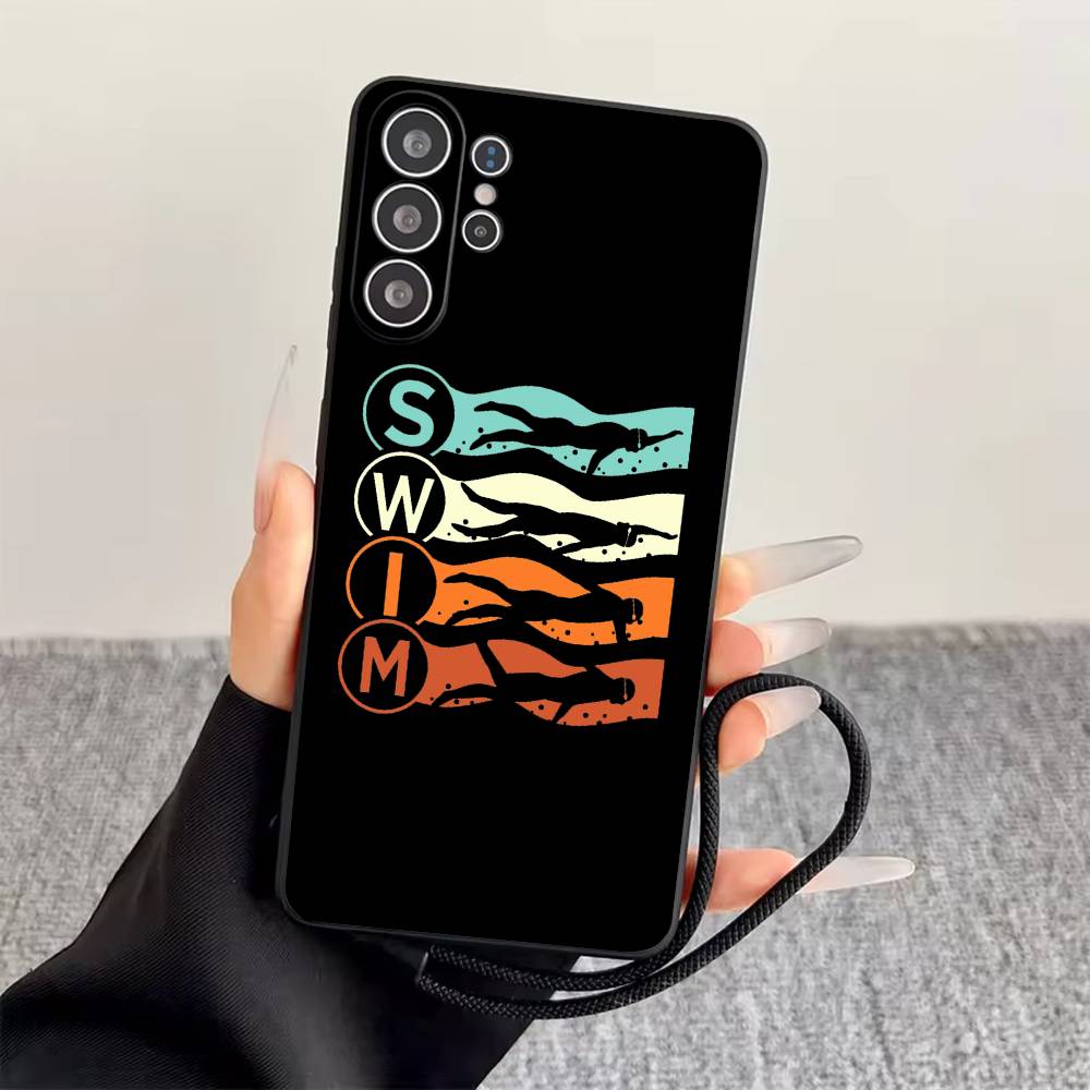 

Triathlon Swim Bike Run Tri Life Phone Case For Samsung S25,S24,S21,S22,S23,S30,Ultra,S20,Plus,Fe,Lite,Note,10,Black Cover Samsung S24fe